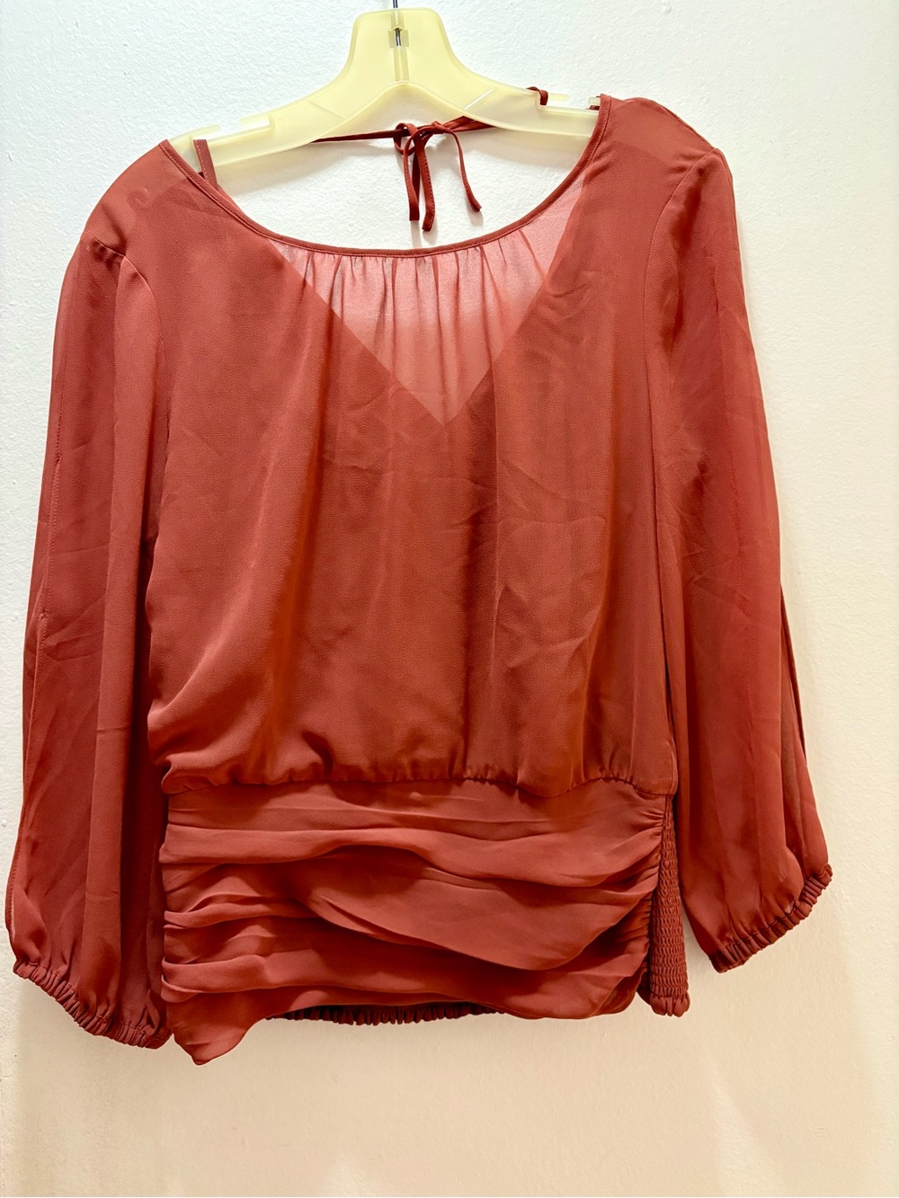 BHWM - Terracotta Sheer Blouson Top with cami - size m